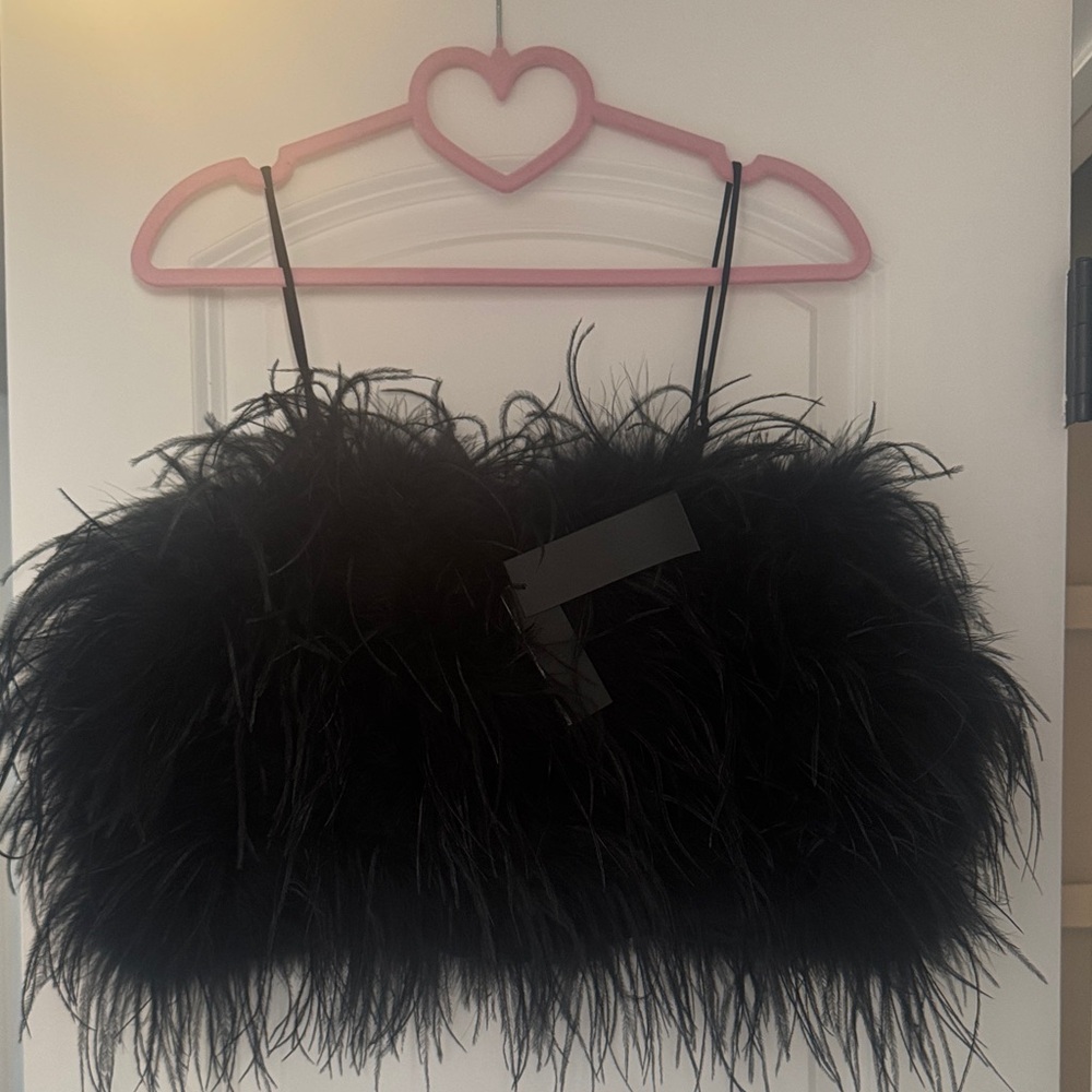 Banana Republic Luna Ostrich Feather Top M NWT